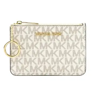 【Michael Kors】MK 經典LOGO花紋/素面防刮皮革鑰匙扣環證件包零錢包(多色可選)