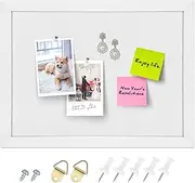 Aitakatta Cork Board Bulletin Board, White Frame Cork Boards for Walls with Felt, Decorative Hanging Pin Board for Home School Office, Vision Board, 14.6x11 Inches, White 1pc