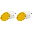 Pyrex 7200 2-Cup Glass Storage Bowl w/ 7200-PC 2-Cup Butter Yellow Lid (2-Pack)