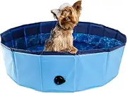 C Crystal Lemon Blue Foldable PVC Swimming Pool - Versatile Dog Pool, Kiddie Pool, Kids Pool, Baby Pool, and Toddler Pool – 31.5" x 7.87" Size Perfect for Indoor/Outdoor Use