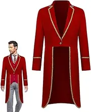 [LOGANZ] Mens Tailcoat | Gold Trim Vampire Jacket Steampunk Vintage Tailcoat,Men's Medieval Tailcoat Jacket, Victorian Jacket Men Steampunk Vintage Tailcoat Halloween Costume for Men