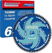 [LSHUZIYU] 165mm 72T, Thin Kerf 1.6mm. Centre Hole 20mm with 15.88mm Washer. Wood Cutting Circular Saw Blade, for HIKOKI Milwaukee Bosch DEWALT Cordless Saw.