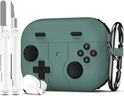 [R-fun] AirPods Pro 2nd/1st Generation Case Cover with Cleaner Kit, Classic Handheld Game Console Design Case Soft Skin Silicone Protective for Apple AirPods Pro Case 2023/2022/2019 - Green