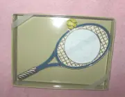 SONOMA PEWTER & ENAMEL TENNIS RACQUET SHAPED PHOTO PICTURE FRAME NIB