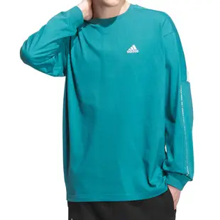 Adidas Word L/S Tee 男女 藍綠 休閒 寬鬆 居家 T恤 長袖 IK7345