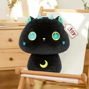 Mewaii 14” Mushroom Plush, Cute Black Cat Plush Pillow Soft Plushies Squishy Pillow,Big Eye Cat Stuffed Animals Kawaii Plush Toys Decoration