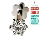 4.0mm 1/4 ct Natural Si Diamond Engagement Nose Lip Ring Stud Piercing Screw 14k