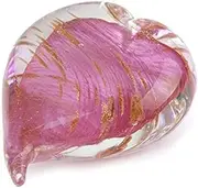 Dynasty Glass Studio Hand Blown Hearts Rose Gold Twist Glass Paperweight