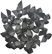 200Pcs Mini Satin Ribbon Bows Flowers Craft Ribbon Satin Bows 1 Inch for Sewing Appliques DIY Crafts Decoration Hair Accessories Wedding Party Gift Box Ornament (Black)
