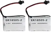 YICUAA (2-Pack) ER18505-2 3.6V 8000mAh PLC Non-Rechargeable Disposable Lithium Battery with SM Black Plug