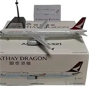 Pre-Built Model Aircraft 1:200 22CM Static Display Airplane for Cathay Dragon A321 B-HTJ Scale Lifelike Model Airplane Decorations Miniature Airplane Model