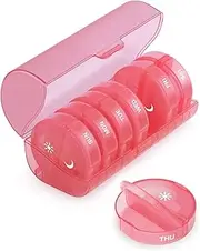 TookMag Pill Organizer 2 Times a Day, Weekly AM PM Pill Box, Large Capacity 7 Day Pill Cases for Pills/Vitamin/Fish Oil/Supplements (Pink)