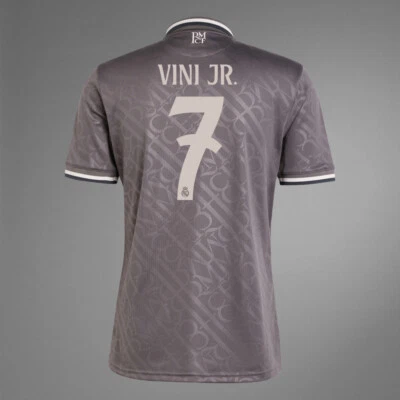 VINICIUS JR. #7 ADIDAS REAL MADRID 24/25 THIRD JERSEY MENS SIZES GRAY COLOR