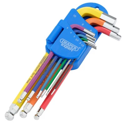 Draper Metric Coloured Hex and Ball End Key Set 9 Piece 66132