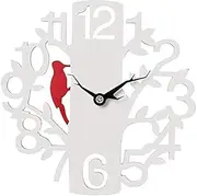 Outdoor Garden Wall Clock, 16 Inch Large White Creative Wooden Tree Shape Garden Clock Open Face Outdoor Clock Indoor Outdoor Decoration Outside Clock Mute Quartz Wall Clock