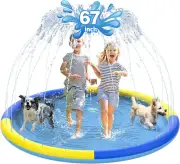 67" Non-Slip Splash Pad for Kids and Dog, Thicken Sprinkler Pool Summer Outdoor