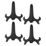 4pcs 7" Easel Plate Holder, Wood-like Plastic Folding Display Stand Black