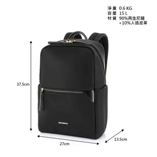 Samsonite新秀麗 筆電後背包/電腦包/女包/雙肩包14.1吋 PRUDENCE ECO 女用輕量商務抗菌_黑/灰