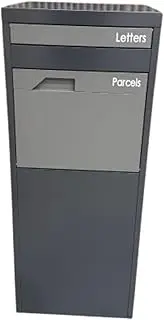 Grey Parcel Pillar Letter Box, Mailbox 4454G, Heavy Duty Package Delivery, Modern Design, Made of Stainless Steel, Easy to Maintain, Weather-Resistant, Ideal for Residential & Commercial Use