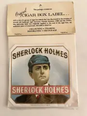 vintage cigar box label, Sherlock Holmes Unopened package