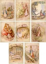 8 ATC Beatrix Potter Peter Rabbit small fold out gift tag scrapbooking envelopes