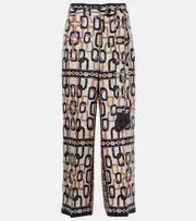 ['S Max Mara] 'S Max Mara Brina printed silk twill wide-leg pants UK 2 multicoloured