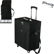 [Generic] Eyeglasses Storage Travel Trolley Case, 180 Slot Portable Glasses Storage Case with Wheels, Sunglasses Display Organizer, Oxford Cloth, Optical Frames Suitcase for Commercial