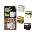 Camping Storage Box Collapsible Storage Bin with Wooden Cover Stackable Trunk