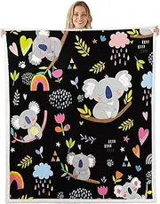 Feelyou Kids Koala Fleece Blanket Cute Animal Pattern Sherpa Blanket for Couch Sofa Cartoon Rainbow Butterfly Plush Throw Blanket Floral Flowers Fuzzy Blanket Room Decor Twin 60"x80"