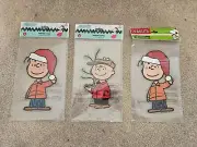 Three Peanuts Charlie Brown Tree and Linus Christmas Gel Window Clings