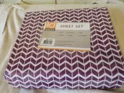 Intelligent Design Twin Xl Printed Microfiber Sheet Set With Purple ID20-1031