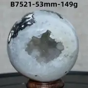 B7521-53mm-149g Natural agate spherulite geode ball quartz crystal Reiki healing