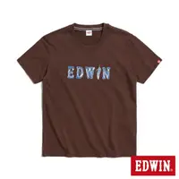 在飛比找momo購物網優惠-【EDWIN】男裝 羽毛紋牛仔貼布LOGO短袖T恤(黑咖啡)