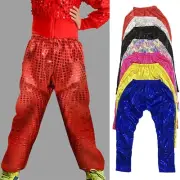 Kids Boys Girls Shiny Sequined Pants Harem Pants Trousers Dance Performance Pant