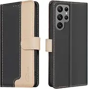[Asuwish] Mobile Phone Case for Samsung Galaxy S24 Ultra 5G Case with Screen Protector Card Slot Foldable Leather Wallet Stand S24Ultra 24S S 24 24Ultra Mobile Phone Cases Protective Cover Phone Case