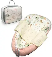 Baby Lounger New Born 0-24 Months Adjustable, Ideal for New Born Shower Gift, Portable and Safe Baby Nest, Secure and Soft for Peaceful Naps, Comfort Baby Lounger for Rest & Play. (Pink)
