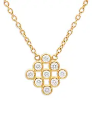 Gurhan 24K Yellow Gold Pointelle Diamond Bezel Cluster Pendant Necklace, 16-18