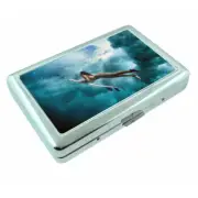 Surfer Pin Up Girls D8 Silver Metal Cigarette Case RFID Protection Wallet