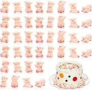 Goaste 40 Piece Miniature Pig Figurines, Cute Pink Piggy Toy Figures, Tiny Resin Pig Cake Toppers for Cake Decoration, DIY Crafts, Fairy Garden Decoration, Table Centerpieces, Home Decor
