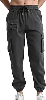 [Ausing] Men Cargo Pants Casual Pants Running Trousers Drawstring Sports Joggers Pant Hiking Trousers Outdoor Elastic Waist Sweatpants Travel Jogging Sweatpants S-XXL