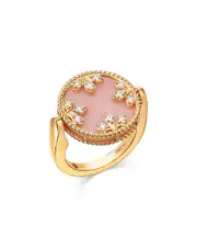 Roberto Coin 18K Yellow Gold Diamond, Pink Opal & Mother of Pearl Venetian Princess Medallion Reversible Ring