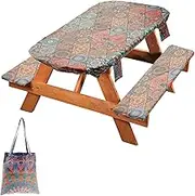 Tablecloth Bench Cover, Waterproof Versatile Picnic Tablecloth Set with Elastic Edge, Picnic Table Cover Set for Outdoor Camping Garden Party(Mandala,72inch (Small Code))