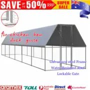 Outdoor Steel Chicken Cage Chook Goose Enclosure Run Shelter Hen House 2x12x2 m