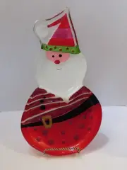 Lori Siebert for SILVESTRI Hand Blown Glass HOLIDAY/SANTA Serving Platter/Plate