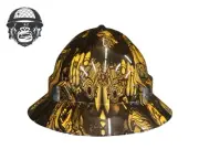 Custom Hydrographic Safety Hard Hat GANGSTA ORANGE PRO CHOICE WIDE BRIM