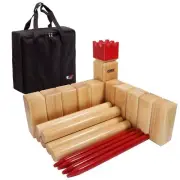Premium Oak Hardwood Kubb Yard Game Set. Outdoor Backyard Lawn Throwing Toss ...