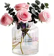 Innjoii Colorful Vases for Centerpieces Glass - Large Glass Vases Wide Big Flower Vintage Modern Mouth Vase Giant Home Decor, Bouquet Vases Home Decor Modern for Wedding Living Room Dining Table