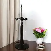 Antique Zinc Alloy Table Lamp Base with 2-Light Sockets for 16 inch Tiffany Style Stained Glass Lampshade, 25-inch Tall Bedside Study Reading Lamp Base Replacement KeYJ