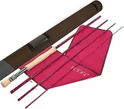 Aventik S-Glass Fly Fishing Rod, 6-8ft 1/2/3/4/5/8wt Ultra Light Classic Medium Fast Action Super Fiberglass Fly Rods in Red,Orange,Brown,Yellow,Green with Carrying Case