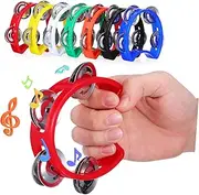 ERINGOGO 7 Pcs Tambourines for Handheld Percussion Instruments with Jingle Bells Develop Rhythm Coordination for Holiday Parties Sports Games